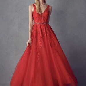 Illusion V-Neck A-Line Shape Prom Dress JT224